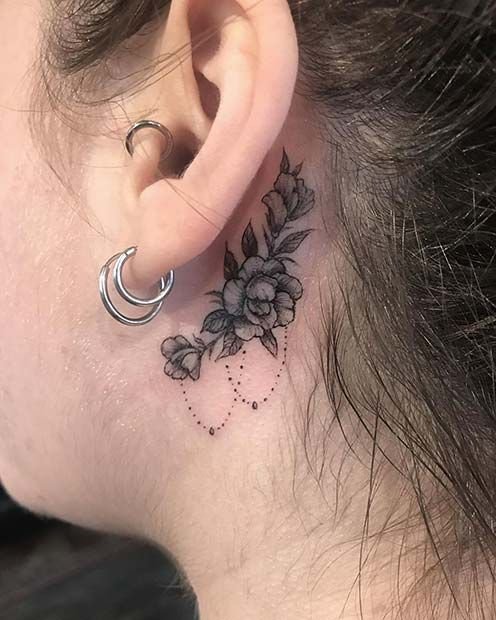 Women's behind the ear Tattoos