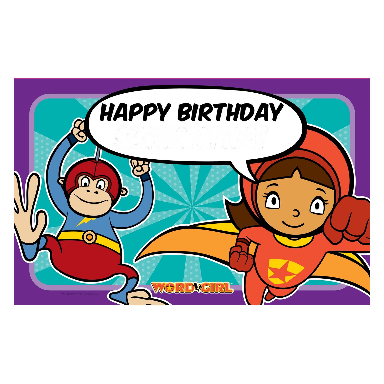 word girl birthday cards